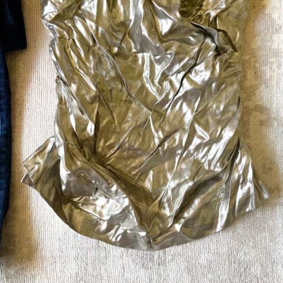 Nicole Miller God Label Slinky Gold Metallic Designer Halter Top NEW - Picture 4 of 14